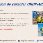 Citación a Reunión de carácter ordinaria