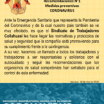Recomendaciones y Medidas Preventivas Frente a Emergencia por Pandemia de Coronavirus