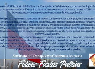 Sindicato de Trabajadores Collahuasi envía saludo de Fiestas Patrias