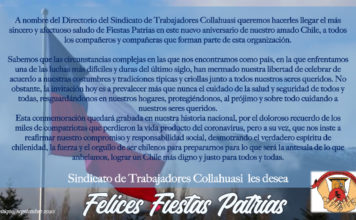 Sindicato de Trabajadores Collahuasi envía saludo de Fiestas Patrias